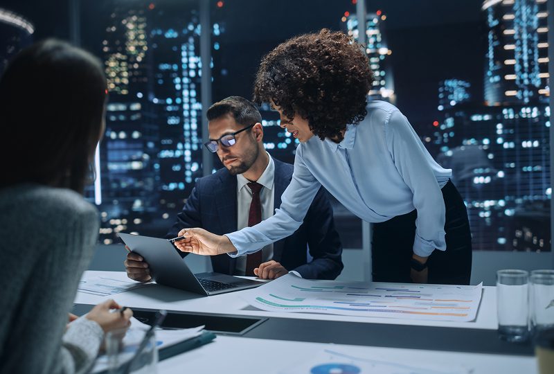 Business meeting in a modern office.